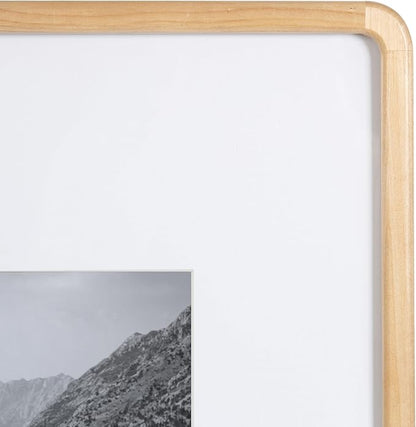 Kate and Laurel Inglewood Modern Wall Picture Frame Set of 3; 16x20 matted to 8x10; Natural Wood; Three-Piece Frame Set for Gallery Wall Accent Set in Living Room Decor