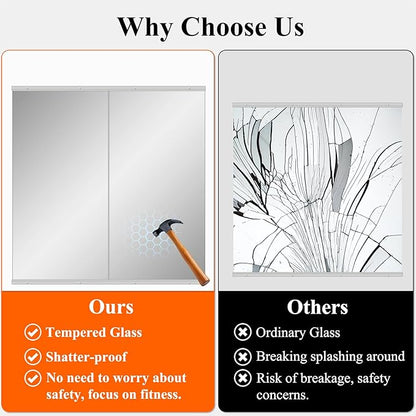Ruomeng Home Gym Mirror, 55''x20''x2PCS Full Length, Large Frameless Body Mirror Tempered Glass for Gym, Workout, Yoga, Garage, Dance Studio