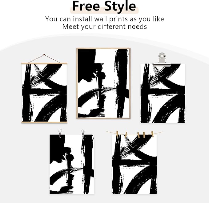 Tocliky Black and White Wall Art Abstract Modern Painting Minimalist Line Canvas Wall Art Decor Black And White Poster Abstract Artwork Prints for Living Room Bedroom 12x16 Inch Unframed Set of 2
