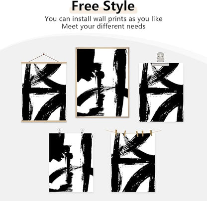 Tocliky Black and White Wall Art Abstract Modern Painting Minimalist Line Canvas Wall Art Decor Black And White Poster Abstract Artwork Prints for Living Room Bedroom 12x16 Inch Unframed Set of 2