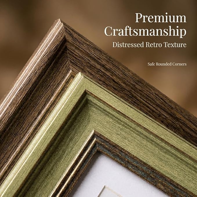 POZEAN 8x10 Picture Frames Set of 6 with Mat for 5x7 Photos, 8 x 10 Frames for Pictures – Vintage Multi Color Photo Frames with Gold Trim, Shatterproof HD Plastic Cover for Wall & Tabletop Display Home Decor