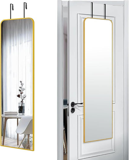 SCWF-GZ 47x14 Mirror Full Length Door Hanging Wall Mounted Aluminum Alloy Metal Frame Dressing Make-up Save Space Half Body Mirrors for Entryway Bedroom Bathroom Living Room 47 inch Gold