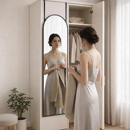 Simple Deluxe 47x14 Arched Full Length Mirror Over The Door, Wall Mounted Full Body Mirror, Rustproof Aluminum Alloy Frame, Distortion-Free, for Bedroom, Living Room, Entryway, Black
