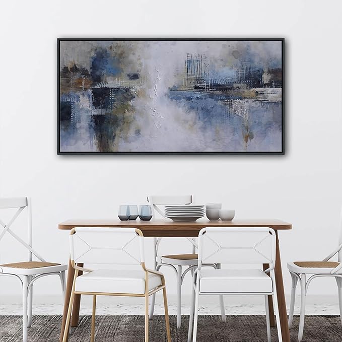 AJAZIKO Abstract Canvas Wall Art, Blue Wall Art for Living Room Modern Artwork for Walls, Pictures for Above Bed, Large Decor for Bedroom and Office Contemporary Wall Decor 20×40IN