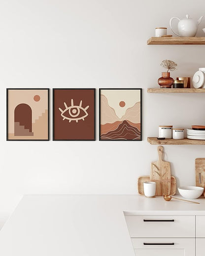 HAUS AND HUES 8x10 Black Oak Frame Set of 3 - Wooden Poster Holders, Thin Rustic Design