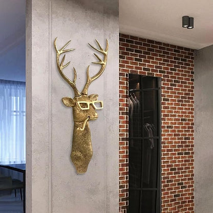 Joogour Head Wall Mount Decor,Resin Animal Sculptures，Art Deco Wall Hanging Decoration for Living Room Bedroom Officeroom Gift (Deer)