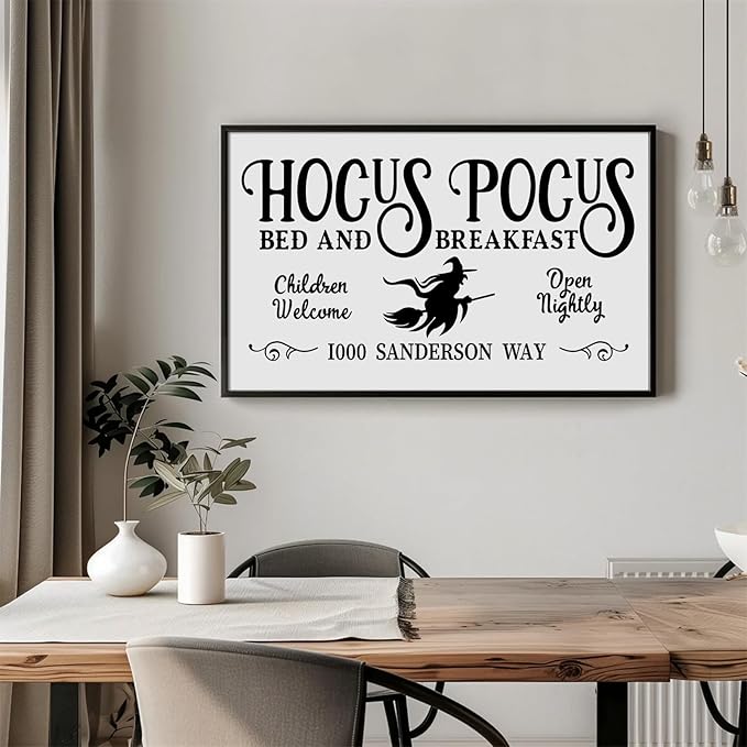 Pennclys Halloween Wall Art Prints Hocus Pocus Art Poster Halloween Canvas Pictures Wall Decor Vintage Farmhouse Artwork Painting for Bathroom Room Decoration 16x32 Inch (No Frame)