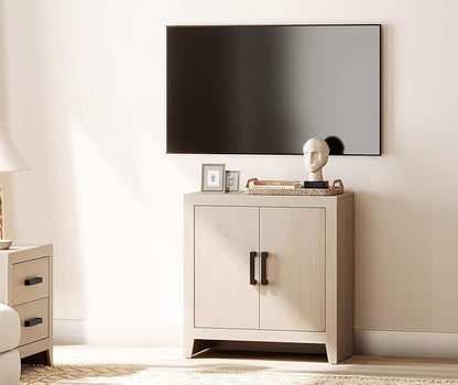 WAMPAT Farmhouse TV Stand with Storage Cabinet for TVs up to 50 Inch, Rustic Entertainment Center with Doors & Shelves, Media Console Table for Living Room, Bedroom, or Office, Beige