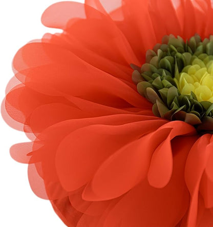 Hand-Stitched Round Decorative Flower Pillow Vibrant Orange 3D Sunflower Velvet Throw Pillow Cute Soft Floral Accent Cushion Boho Farmhouse Home Decor for Couch Bed Living Room Bedroom 14Inch