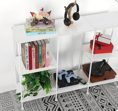 TV Stand for 50 Inch TV, White TV Stands for Living Room, 3 Tier Tall Entertainment Center with Storage Shelves, Narrow Console Table for Bedroom, Wood Media Stand TV Cabinet for Small Spaces, White