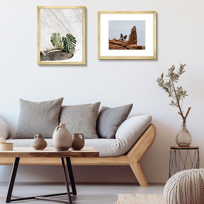Golden State Art, 16x20 Picture Frame Set of 6 - Matted to 11x14 Photo - Engineered Wood Gallery Frame Set - Wall Mounting (Gold, 6 Pack)