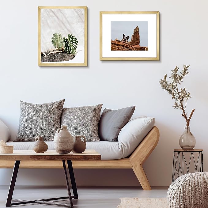 Golden State Art, 16x20 Picture Frame Set of 3 - Matted to 11x14 Photo - Engineered Wood Gallery Frame Set - Wall Mounting (Gold, 3 Pack)