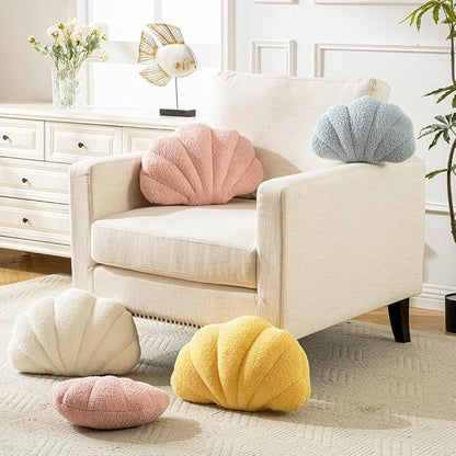 XIAIJIA Seashell Throw Pillows Shell Shaped Pillow Blue Sea Shell Pillows for Bed Seashell Decorative Pillow Soft Plush Pillow Sea Couch Decoration(13 X 10 inch)