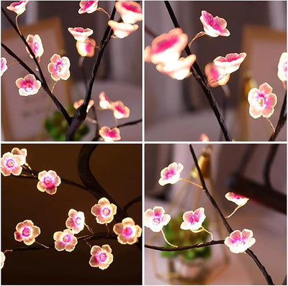 PXBNIUYA 36 LED Cherry Blossom Sparkly Fairy Spirit Tree Lights, Twinkling Tree 3AA&USB Powered, Tabletop DIY Artificial Tree Lamp for Bedroom Christmas Indoor Room Decor Lights (Warm White)