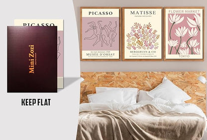 MINI ZOZI Matisse Wall Art Flower Market Prints 12x16 3PCS Picasso Wall Decor Large Canvas Pink Posters Trendy Funky Aesthetic Abstract Line Minimalist Poster Danish Pastel Painting Bedroom Printing