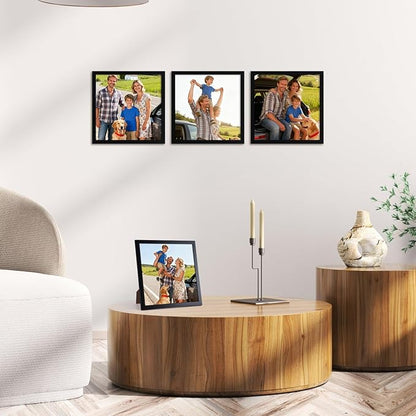 Hoikwo 18 Packs 8x8 Black Plastic Multi Picture Frames Set with Plastic Cover, for Family Photos, Artwork, Light Weight Bulk 8 by 8 Frames Pack for Wall Hanging and Table, Stylish Picture Frames