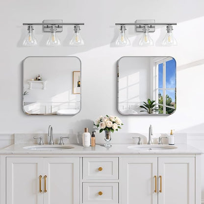 CILIBER Beveled Mirror, 18x18 Square Bathroom Mirror Rounded Corner, 3mm Tempered Glass, 18 inch Frameless Vanity Mirror with Beveled Edge for Bathroom, Bedroom, Living Room and Entryway
