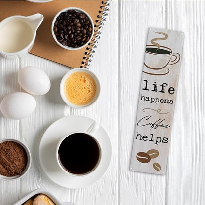 Vintage Coffee Signs, Life Happens Coffee Helps, Retro Metal Tin Sign, Inspirational Coffees Wall Art, Farmhouse Decorations for Cafe, Decorative Metal Wall Signs 15.8x4 Inches