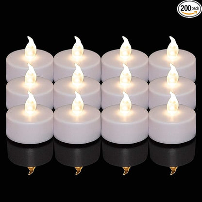 Nancia Tea Lights, 200PACK Flameless LED Tea Lights Candles, Flickering Warm White, 200 Hours Battery-Powered Tea Light, Ideal Party, Wedding, Birthday, Gifts Home Decoration