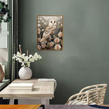 Djmwtb Framed Wall Art Vintage Wall Decor Owl Canvas Art Wildlife Pictures Floral Paintings Forest Prints Nature Artwork for Bedroom Living Room