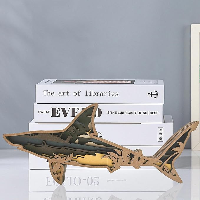 Laozai Wooden Forest Animals Shark Cabin Rustic Decor Wall Decorations Mountain decor for Bedroom Living Room Table Decorative