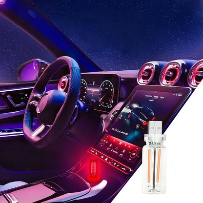 Plug-in Car USB Lights with Touch Control - Retro Style Glass Bottle LED Atmosphere Lamp - Dimmable Night Light for Vehicle, Bedside, Camping (Red)