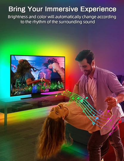 MATICOD LED Lights for TV Led Backlight, 9.84ft RGB Led Strip Lights for TV Lights Behind, USB Led Light Strip for 32-43in TV, Bluetooth APP Control Music Sync Strip Lighting for Christmas Decorations