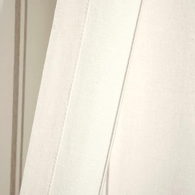 Lush Decor Farmhouse Stripe Yarn Dyed Eco-Friendly Recycled Cotton Window Curtain Panel Pair, 42" W x 63" L, Neutral - Classic Modern Rustic Charm - Eco Friendly Cotton Fabric