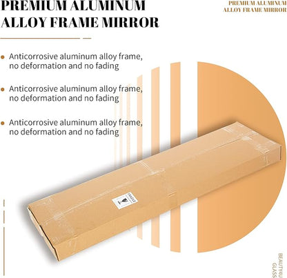 Beauty4U 71" x 32" Large Full Length Mirror with Stand, Gold Wall Mounting Full Body Mirror, Metal Frame Full-Length Tempered Mirror for Living Room, Bedroom
