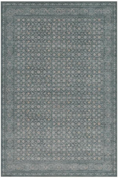 10x14 Washable Area Rug for Living Room, Extra Large Vintage Boho Rugs for Dining Room, Kids Room, Farmhouse, Durable Low Pile Non Slip Carpet for High Traffic Areas, Blue