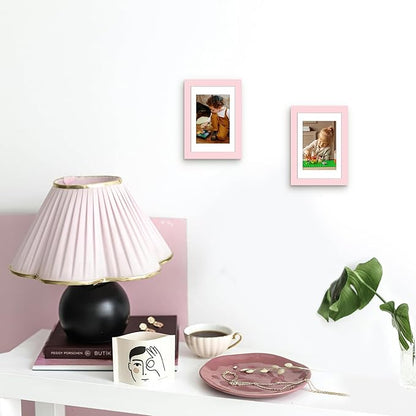 Picrit 4x6 Picture Frame Set of 12, Display 3.5x5 with Mat or 4x6 without Mat, Photo Frames for Wall Mounting or Table Top Display, Pink