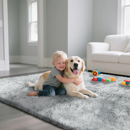 Fluffy Rug Shag Area Rug, Mottling Grey 2x4 Area Rugs for Bedroom, Small Bedside Rug, Soft Fluffy Shag Entryway Throw Rugs for Living Room Bedroom Kids Room Home Decor