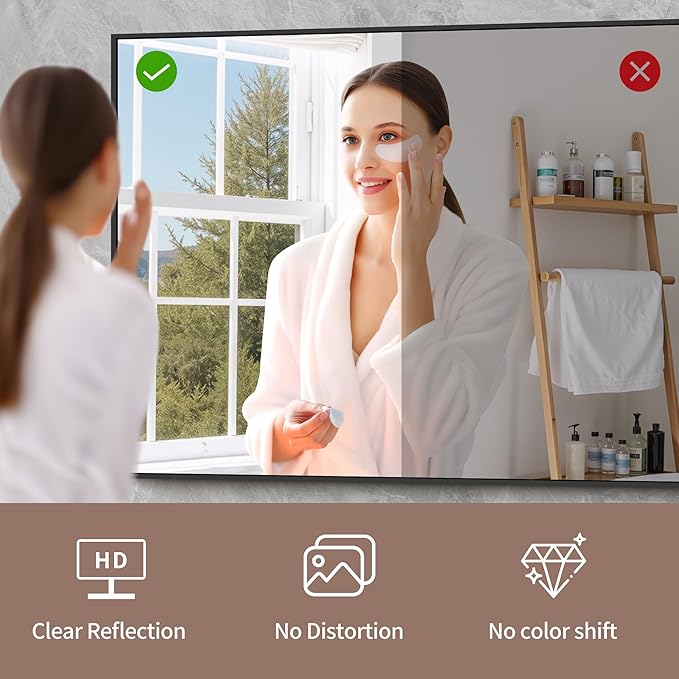 YIROMAN Bathroom Mirror 60"x40", Large Matte Black Bathroom Mirror for Over Sink with Aluminum Frame, Rectangular Vanity Mirror with Right Angle, Wall Mirror Hangs Horizontal or Vertical, Shatterproof