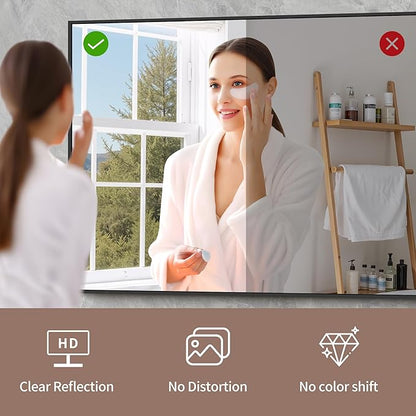 YIROMAN Bathroom Mirror 60"x36", Large Matte Black Bathroom Mirror for Over Sink with Aluminum Frame, Rectangular Vanity Mirror with Right Angle, Wall Mirror Hangs Horizontal or Vertical, Shatterproof