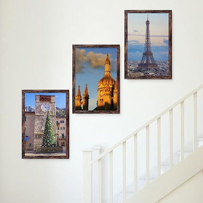 SESEAT 12x18 Frame Rustic Brown Set of 6, Gallery Poster Picture Frames for Wall Mounting