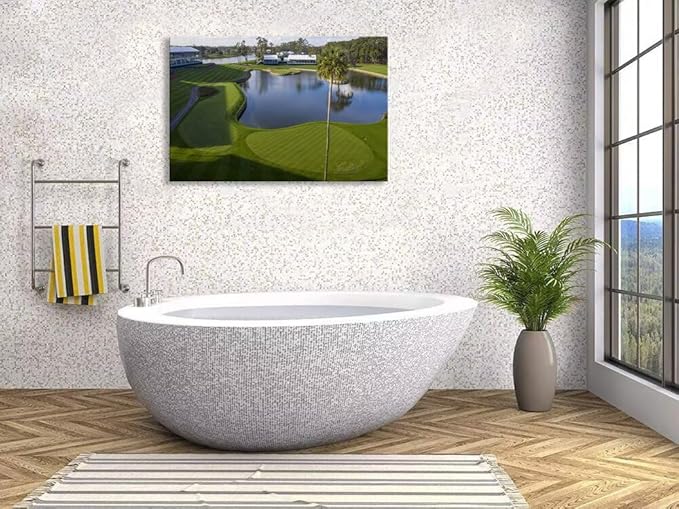 Florida Golf Course Wall Art for Living Room Bedroom Bathroom Home Decorations Golf Wall Decor Paintings TPC Sawgrass Golf Course Picture Poster Canvas Prints Framed Ready to Hang(18''H x 24''W)