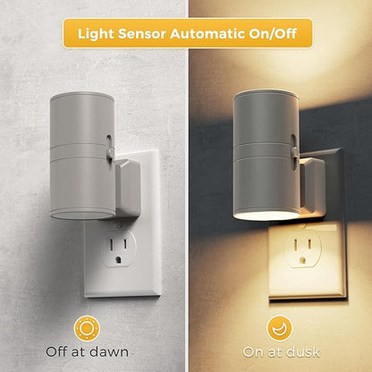 L LOHAS LED Night Light Plug in, Night Lights Plug into Wall, Dusk to Dawn Sensor, Adjustable Brightness Soft White Nightlight, 3000K 100LM Dimmable Nightlights for Hallway Bedroom Stairway, 1 Pack