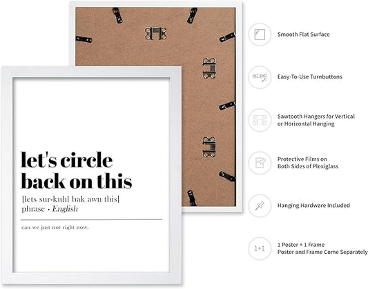 Poster Master Typography Poster - Retro Dictionary Print - Let's Circle Back on This Definition, Book Page, Funny - Gift for Colleague, Friend - Wall Decor for Home, Office, 11x14 White Framed