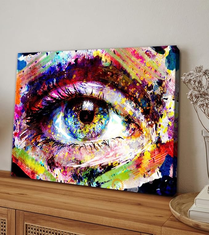 Yatsen Bridge Street Graffiti Pop Wall Art Eye Graffiti Poster Colorful Eye Street Art Modern Home Decor for Living Room Bedroom Office Ready to Hang 12x16 inch