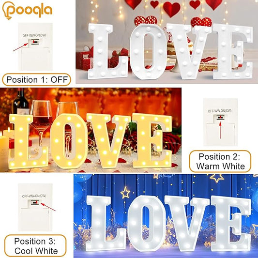 Pooqla LED Marquee Letter Lights, Warm White and Cool White Decorative Lighted Letters, Light Up Alphabet Letters for Boys Girls, Party, Wedding, Bar, Night Light, Birthday Decoration, Letter C