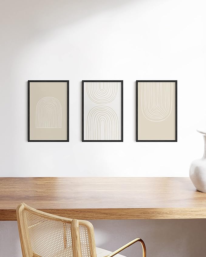 HAUS AND HUES 11x17 Black Oak Frame Set of 3 - Wooden Poster Display, Wall-Mounted Design