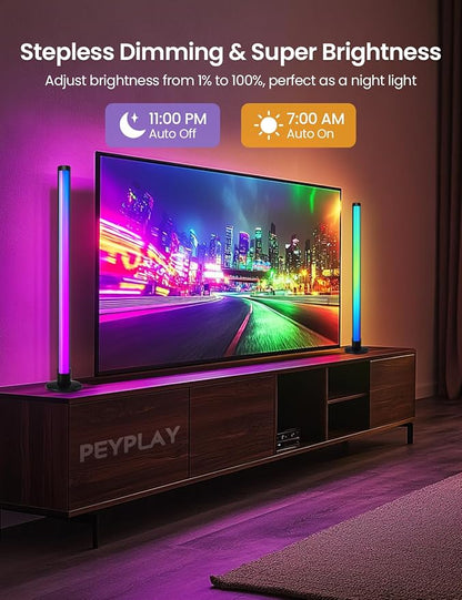 RGB+IC Ambient LED Light Bars for Gaming Room, PC, and Home Décor, USB Powered Mood Lighting with Music Sync, Alexa, App & Voice Control, Adjustable Brightness, DIY Effects