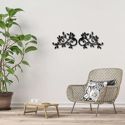 CREATCABIN Metal Tree Leaf Wall Decor Vine Olive Branch Leaf Wall Art Double Leaves Silhouette Sculpture Ornament Iron Hanging for Above The Bed Home Living Room Garden Decoration Black 8 x 5.5Inch