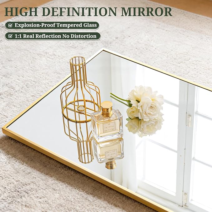 Mirror Full Length 56"x21" Full Body Floor Mirror with Stand, Shatterproof Glass, Aluminum Alloy Frame, Free Standing Wall Mounted or Leaning Rectangle Mirrors for Bedroom Living Room Entryway
