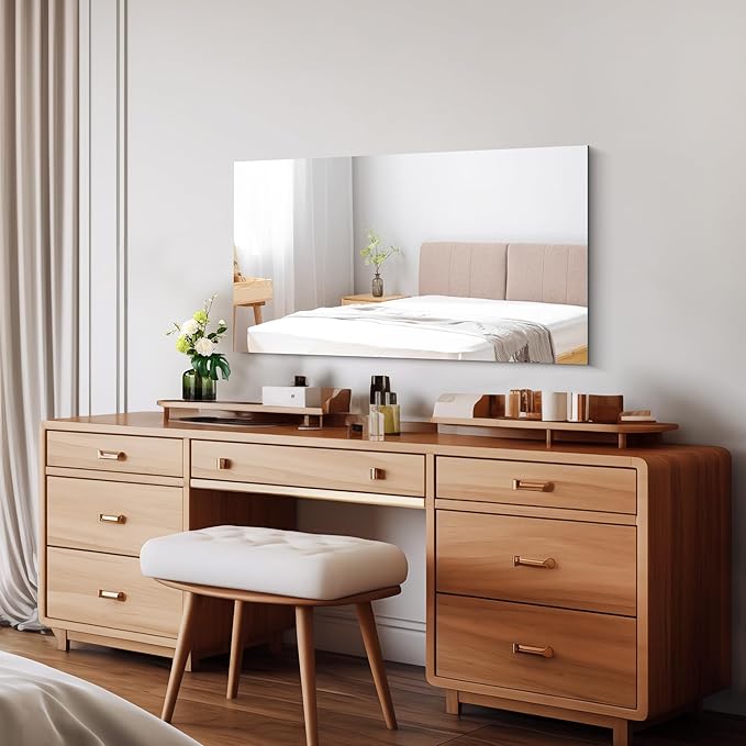 CILIBER Frameless Mirror, 20x36 Mirrors for Wall, Rectangle Bathroom Mirror for Over Sink, Frameless Vanity Mirror with Polished Edge, 3mm Tempered Glass, Hangs Horizontally or Vertically