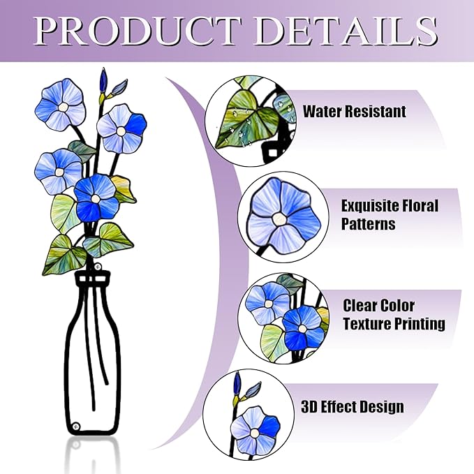 Fanjashn 3 Pcs Metal Flowers Wall Arts, Floral Art Wall Decor, Minimalist Flower Wall Decor for Living Room, Bathroom, Bedroom, Kitchen and Dining Room