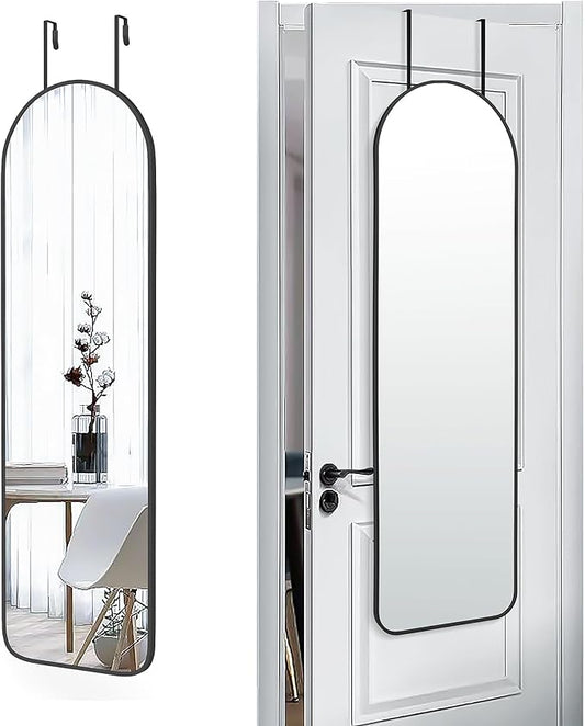 SCWF-GZ 47x14 Mirror Full Length Back Door Hanging or Wall Mounted Aluminum Metal Frame Arch Mirrors for Entryway Bedroom Bathroom Dressing Living Room 47 14 inch Black