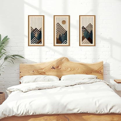 Celestdeco Boho Abstract Mountain Wood Wall Art Modern Geometric Artwork Bohemian Sun Forest Wood Wall Decor Mountain Tree Hanging Decor for Living Room Bedroom 7.9 x15.8 Inch