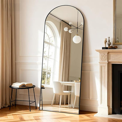 Simple Deluxe Arched Full Length Mirror, 71"×26" Large Floor Mirrors, for Wall Door Bedroom Bathroom Living Room (Black)
