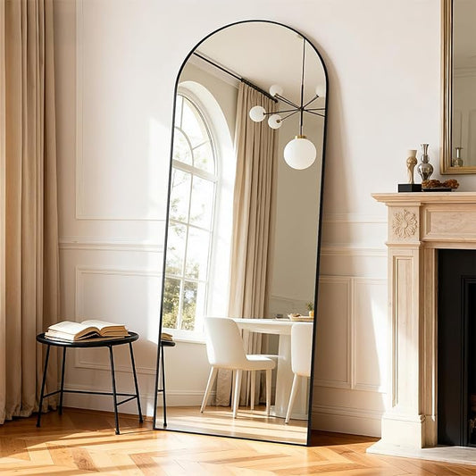 Simple Deluxe Arched Full Length Mirror, 71"×26" Large Floor Mirrors, for Wall Door Bedroom Bathroom Living Room (Black)